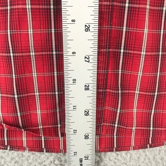 Wrangler Rugged Wear Shirt Size L Wrinkle Resist Long Sleeve Red Plaid - Picture 7 of 10